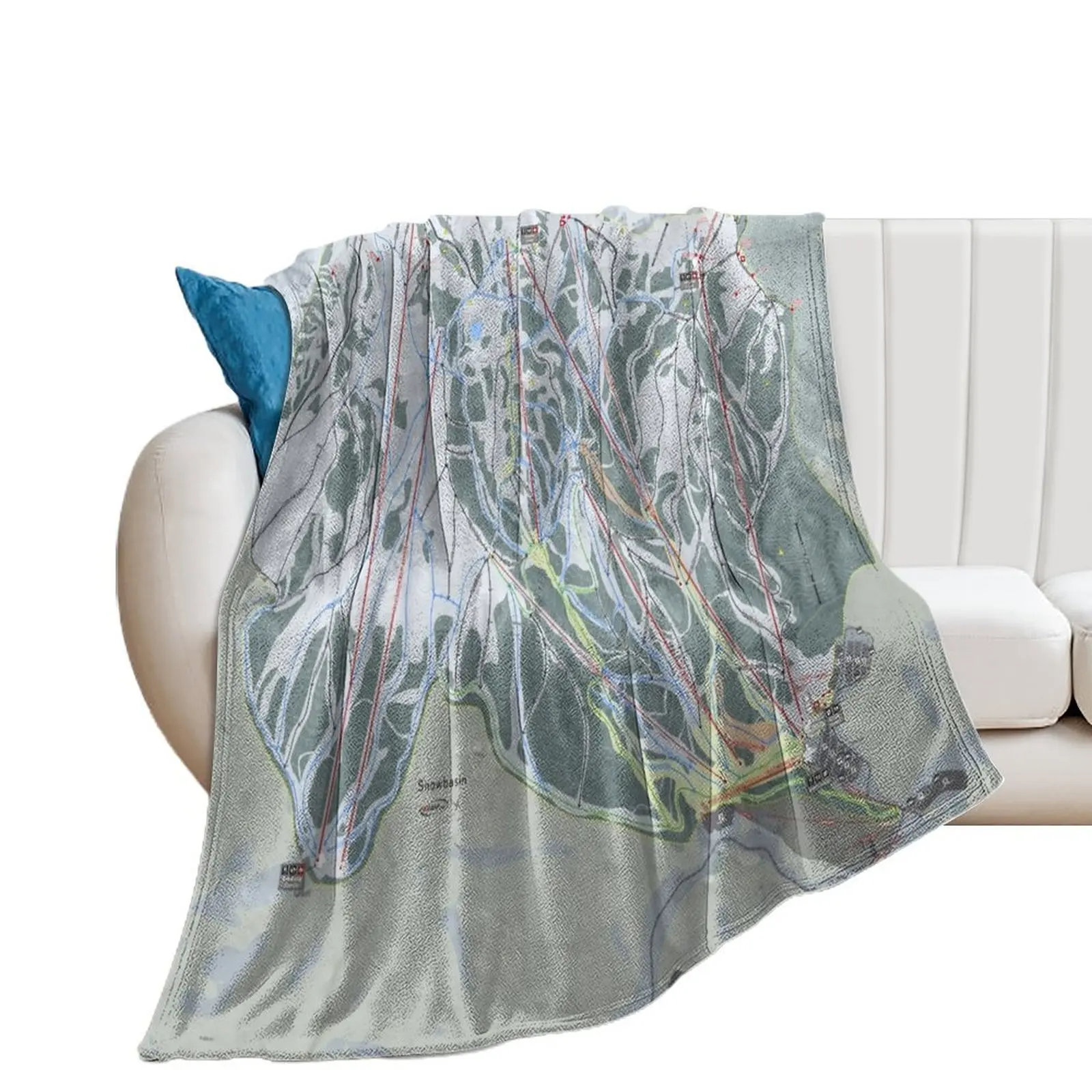 Snowbasin Resort Trail Map Throw Blanket Decorative Throw for winter Blankets For Sofas Blankets