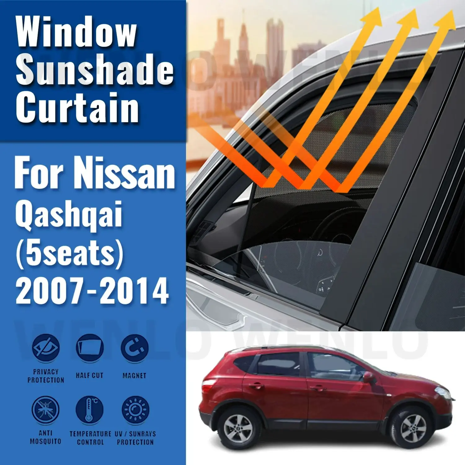 For Nissan QASHQAI J10 Dualis 2007-2014 Car Sunshade Visor Front Windshield Frame Curtain Rear Side Baby Window Sun Shade