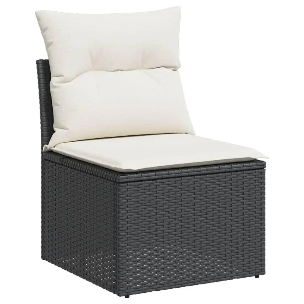 Schwarzes PE-Rattan, großes modulares Gartensofa-Set, Sitzmöbel für den Außenbereich, für Terrasse, Balkon, Terrasse