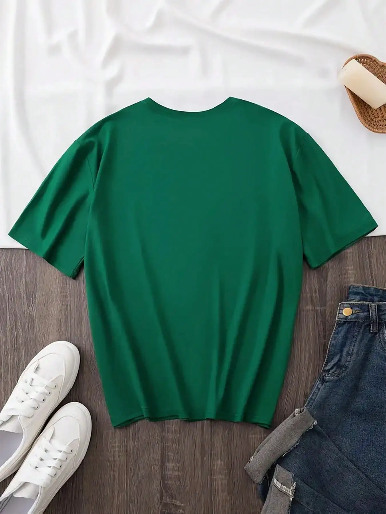 100% Cotton Women Green T-Shirt, Vintage Orange Fruit Graphic Short Sleeve Tee, Casual Loose Fit Summer Basic Tops