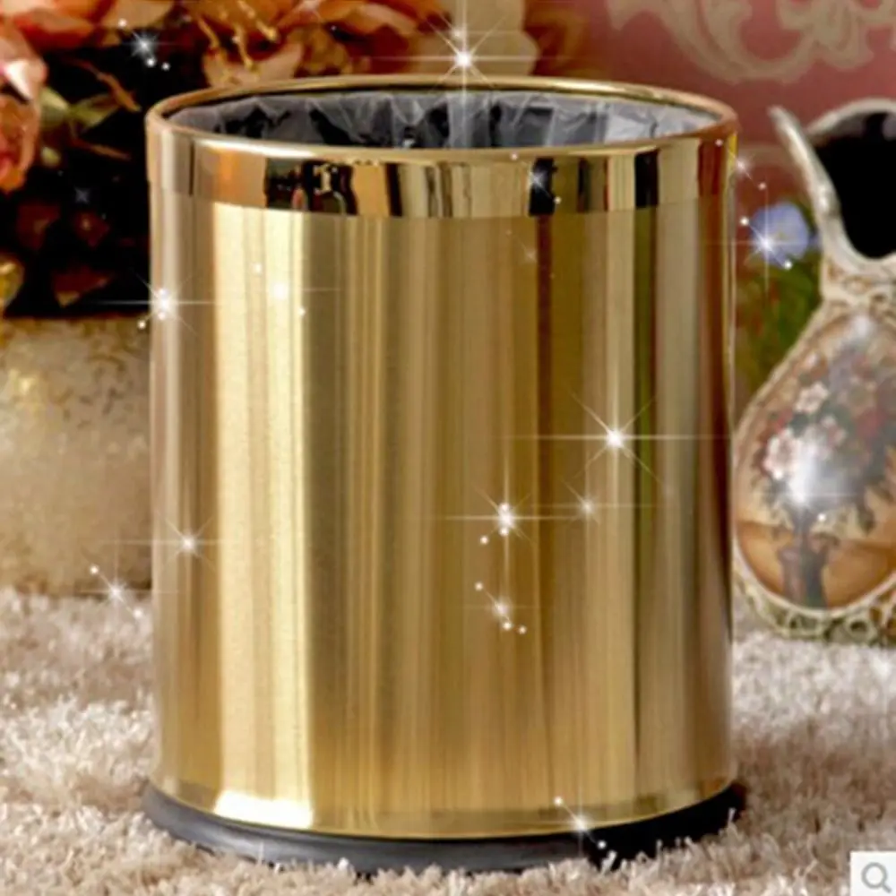 Nordic Thickened Trash Can Quality Double Layered Hotel Kitchen Bedroom Waste Bucket Gold Office Bathroom Toilet Garbage Dustbin