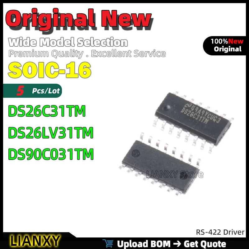 5pcs SOIC-16 DS26C31TM DS26LV31TM DS90C031TM RS-422 Driver New Original