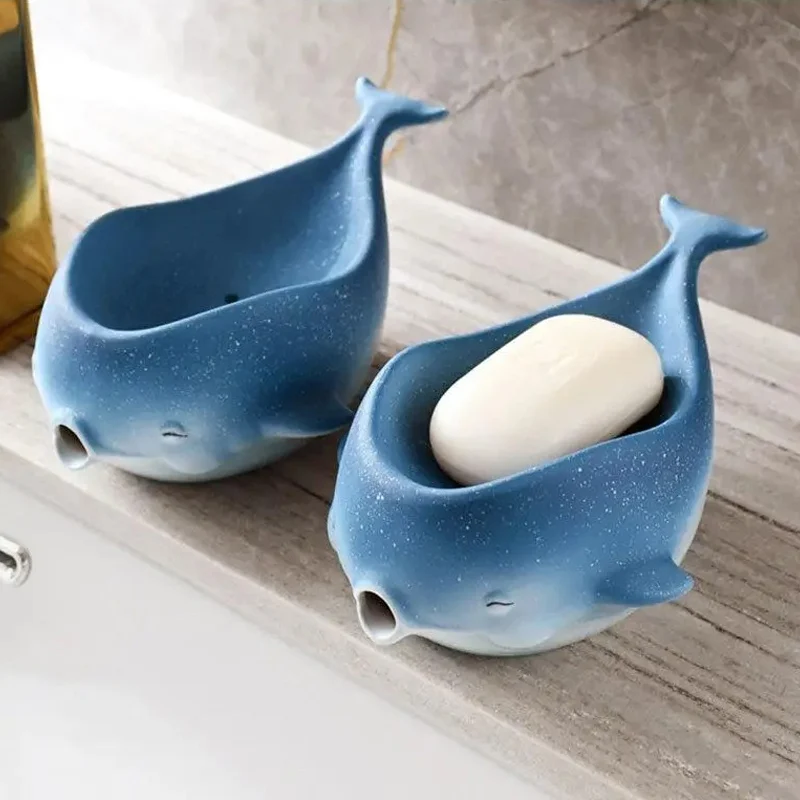 

Whale Shape Ceramic Soap Box Soap Holder Household Soap Rack Dispenser Storage Dishes Kitchen Bathroom Accessories 2024 New