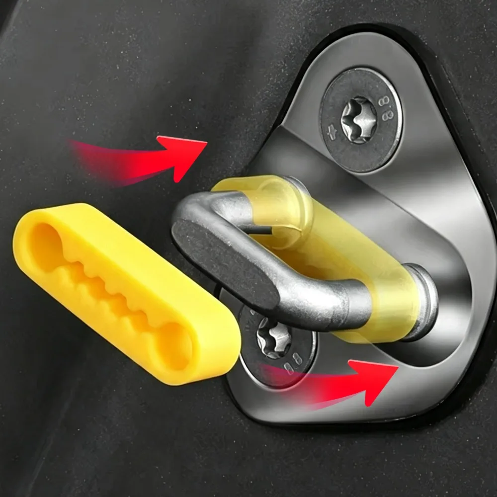 Car Door Lock Cushion Silicone Crash Shock Absorber Pad Noise Reduction Buffer Sleeve Auto Door Latch Anti Collision Accessories