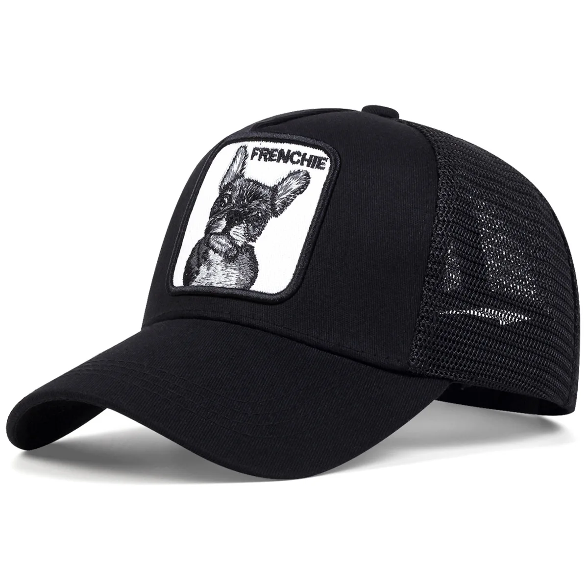 Neutral dog embroidered baseball net hat, spring and summer outdoor adjustable casual hat, sun protection hat