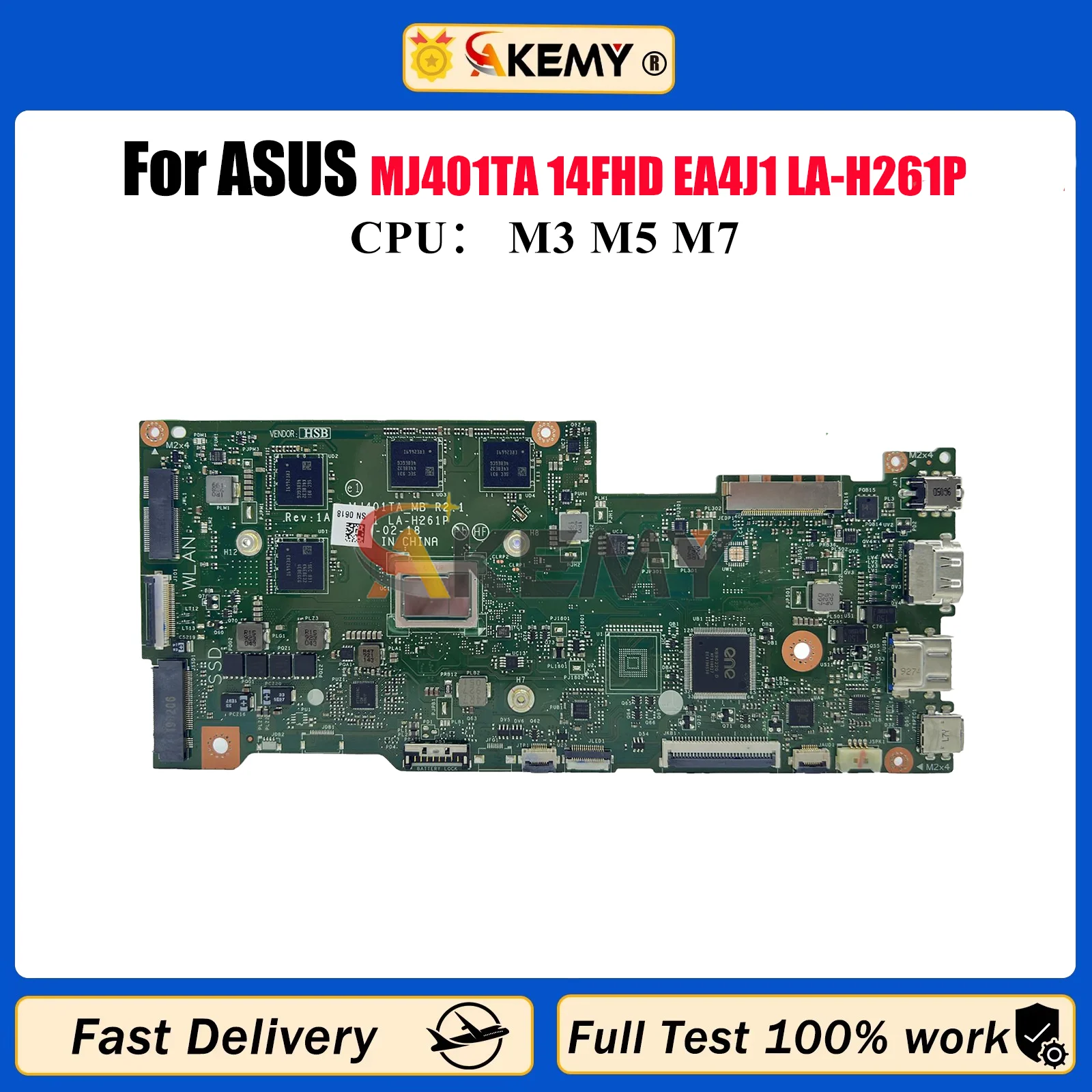 

MJ401TA Laptop Motherboard For ASUS VivoBook MJ401T MJ401TA 14FHD EA4J1 LA-H261P Mainboard With M3 M5 M7 CPU 100% tests OK stk