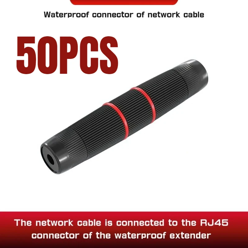 50PCS  RJ45 Connector Waterproof IP67 Broadband Network Cable Double Head Extender Ethernet Network Straight-through Connector