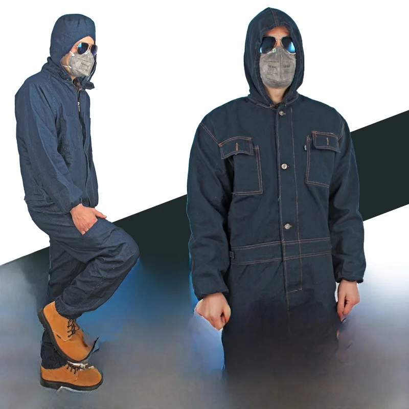 thickened-pure-cotton-overall-workwear-denim-overalls-dustproof-with-hat-mechanical-repair-welding-protection-suit