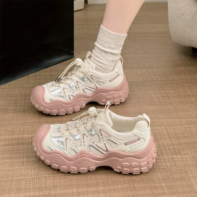 2026 Spring Autumn Fashion Outdoor Hiking Shoes Mesh Lace‑Up Retro Thick Sole Casual Sports Sneakers