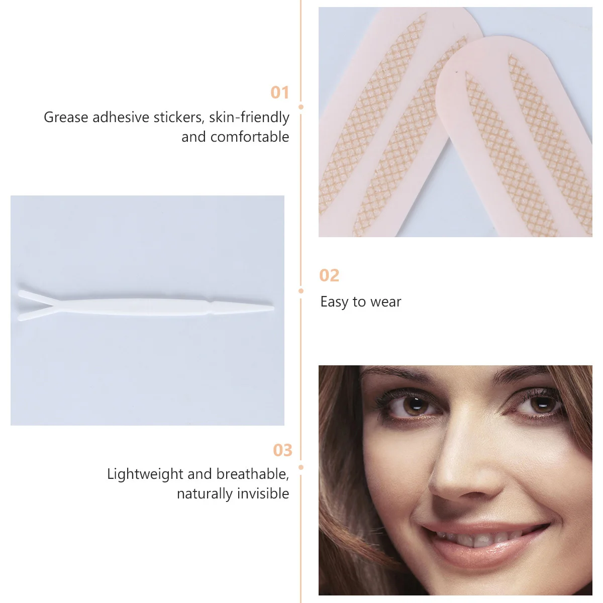 2pcs Double Stickers Natural Lace Mesh For Large Eyes Soft Cotton Material Eyelid Tape Fabric Female Eyelid Tape Makeup Tool