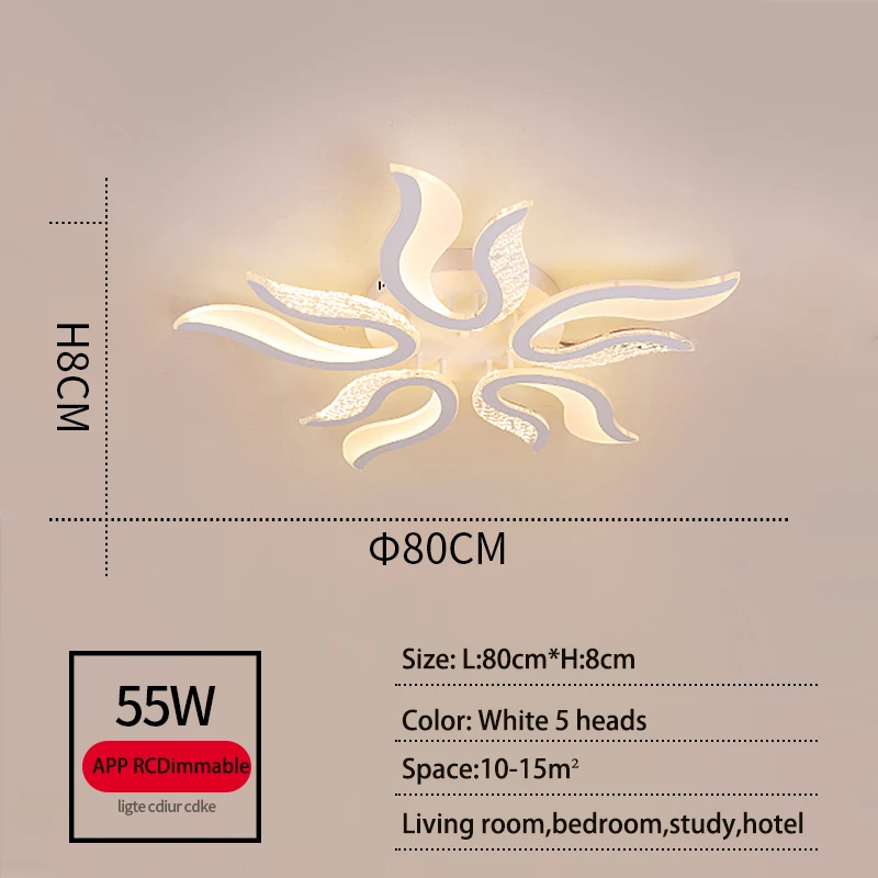 Moderne Led Plafondlamp, Slimme Dimmende Afstandsbediening, Afstandsbediening En App-Bediening, Verstelbare Helderheid Plafondverlichting