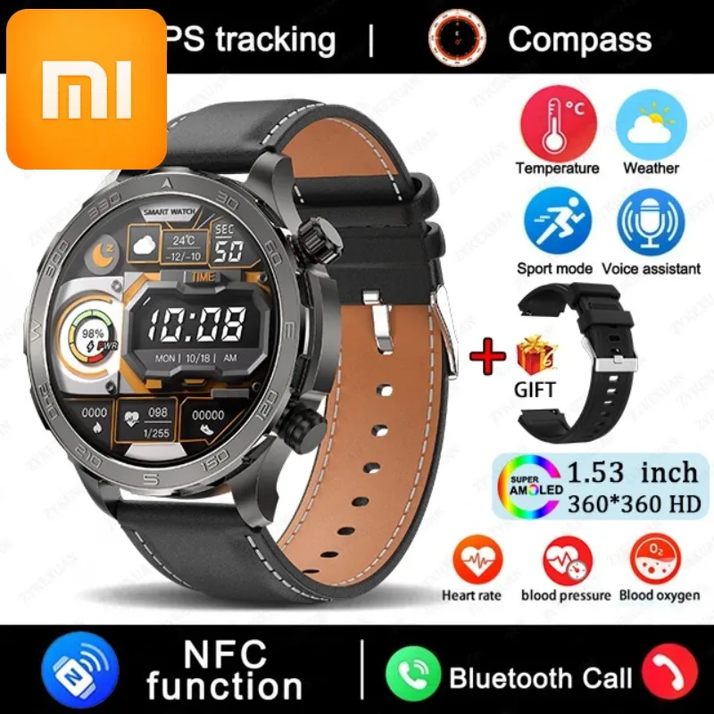 

Смарт-часы Xiaomi 2026 с Bluetooth-вызовами для мужчин, совместимые с Huawei, AMOLED HD, большой экран, измерение пульса, водонепроницаемость IP68, GPS, спортивные смарт-часы