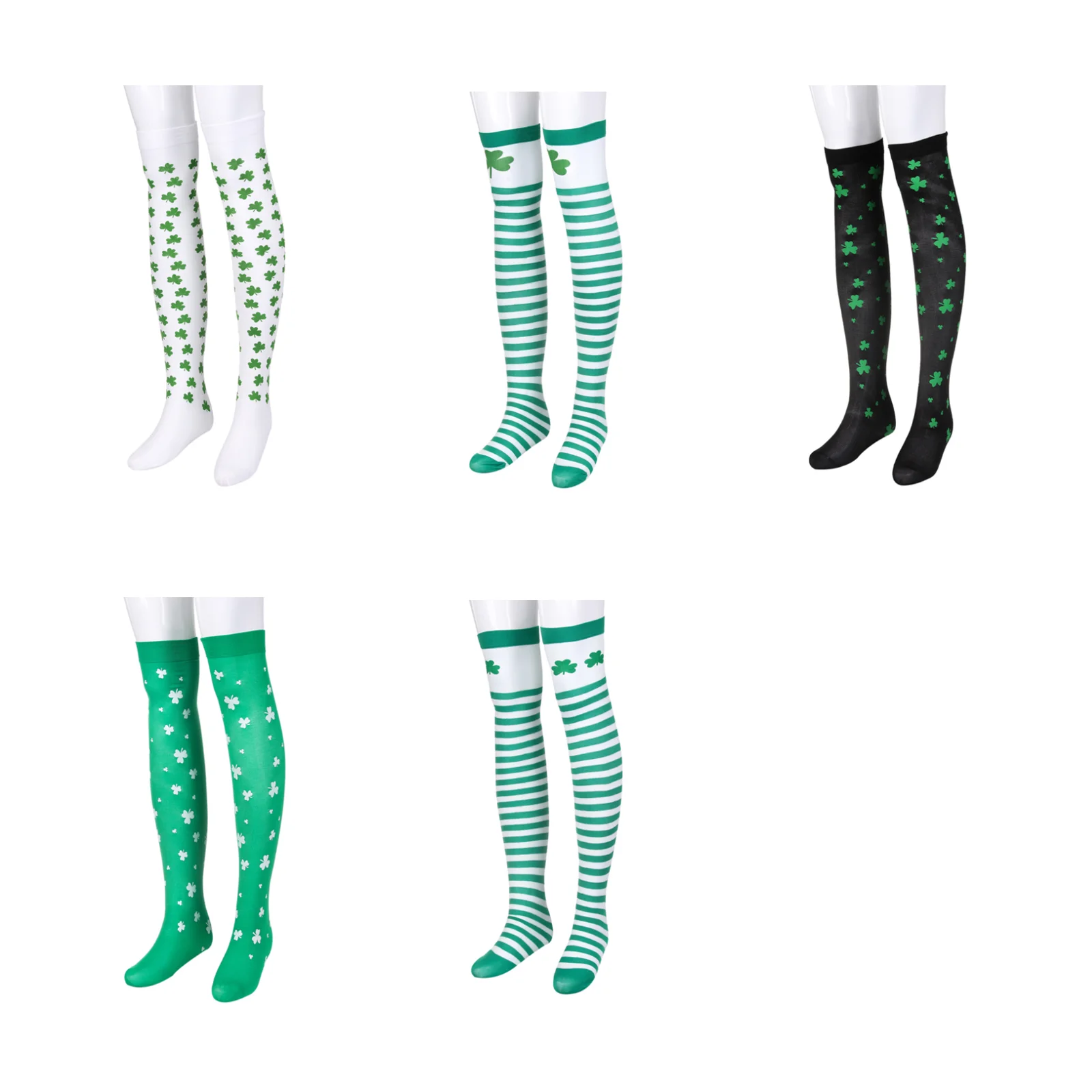 Irish Day stocking set: 5 combinations of white base/black base/green base clover and single piece/double piece design