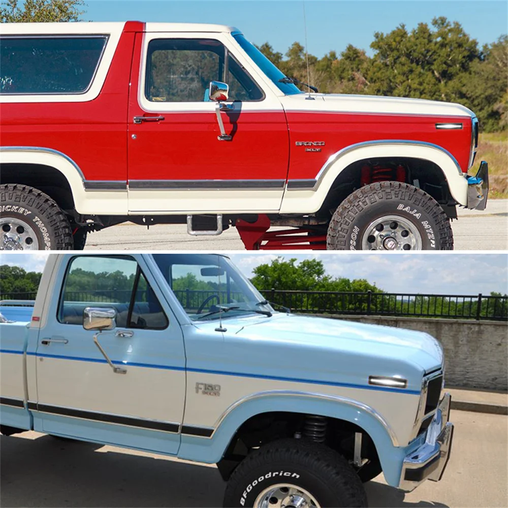 For Ford Bronco F-150 F-250 F-350 1980-1986 Car LED Front Fender Side Marker Indicator Lights Turn Signal Lights Parking Lights