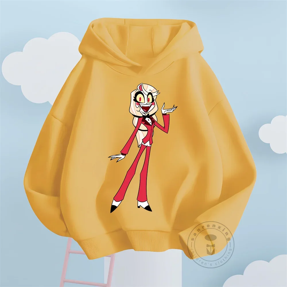 Hazbin Boss Cartoon Print Hoodie Sudadera Kids Clothes Casual Pullover Winter Boys Hoody Girls Hotel Anime Hooded Sweatshirt