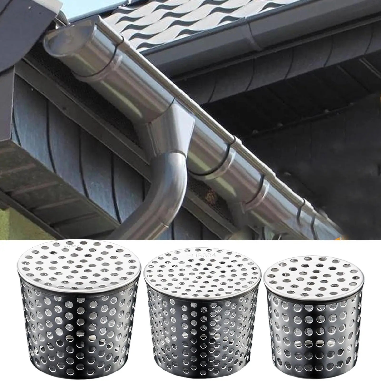 Stainless Steel Guards for Gutters Roof Anti-Blocking Drain Cover Gutter Cleaning Tool Gutter Guard Downspout for Preventing