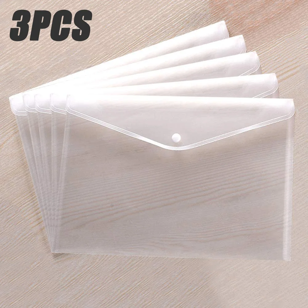 1-3PCS Clear Document Folders Transparent Filing Envelopes Storage Bag Waterproof Plastic Envelopes A4 File Holder Organizers