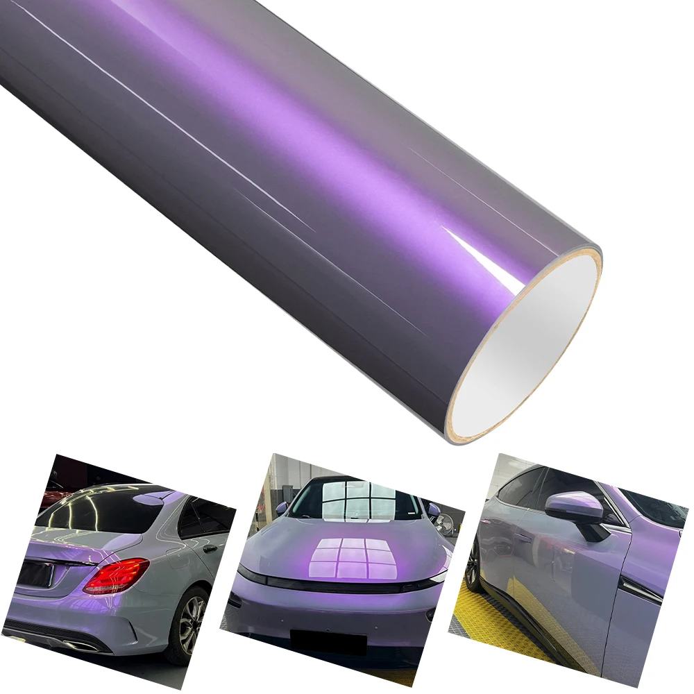 

Car Vinyl Film PET Magic Pearl Grey Purple Auto Wrap Decal Sticker With Air Release Motorcycle Car Body Exterior Decoration Film