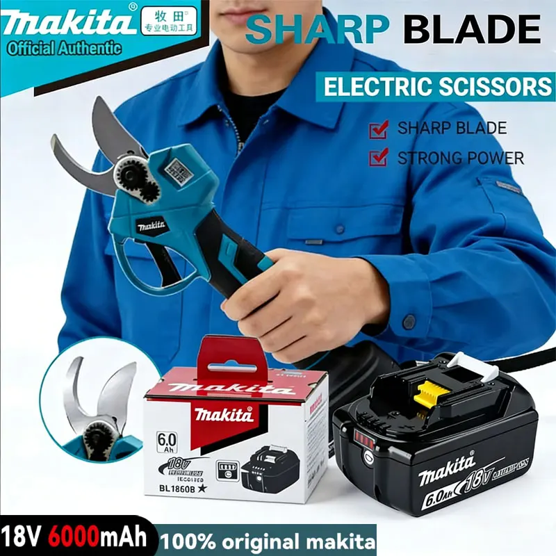 6000mAh 18V Makita battery, compatible with brushless electric scissors, multi-functional fruit tree branch trimming and gardeni