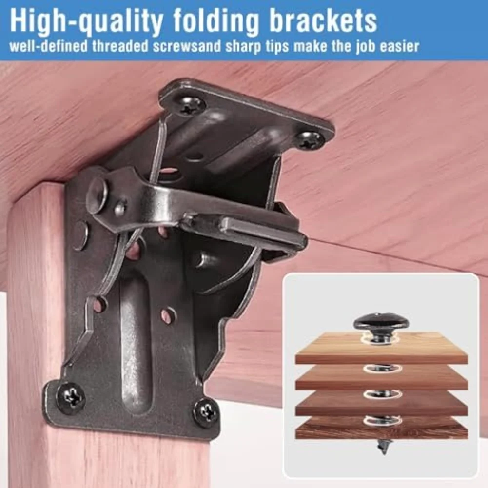 4pcs Heavy Duty Folding Brackets 90 Degree Self Locking Folding Hinge For Table Legs Furniture Hardware Accessories