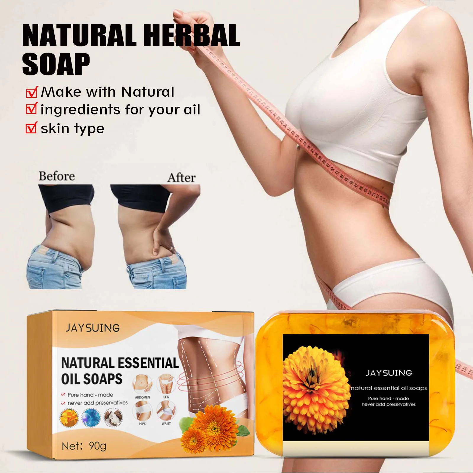 

Calendula soap - Natural and Organic Anti Cellulite Slimming soap Fat Burning Massage Weight Loss Refreshing all over the body