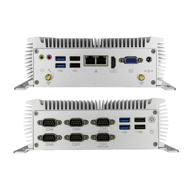 Fanless Industrial Embedded Box PC 6xCOM RS232/485 Ports 2xLan HD VGA Core i5 4200U I7 4500U 4578U Factory Automatic Desktop PC