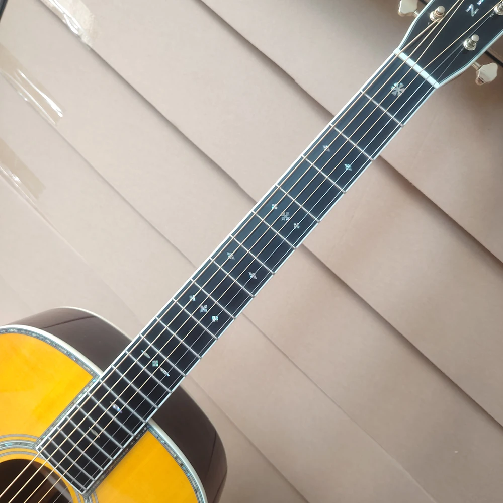 شحن مجاني جودة عالية MD-OM42 الغيتار الشعبي الصوتي في المخزون شجرة التنوب لوحة القيقب عظم البقر الجوز هدية عيد ميلاد سعيد #4