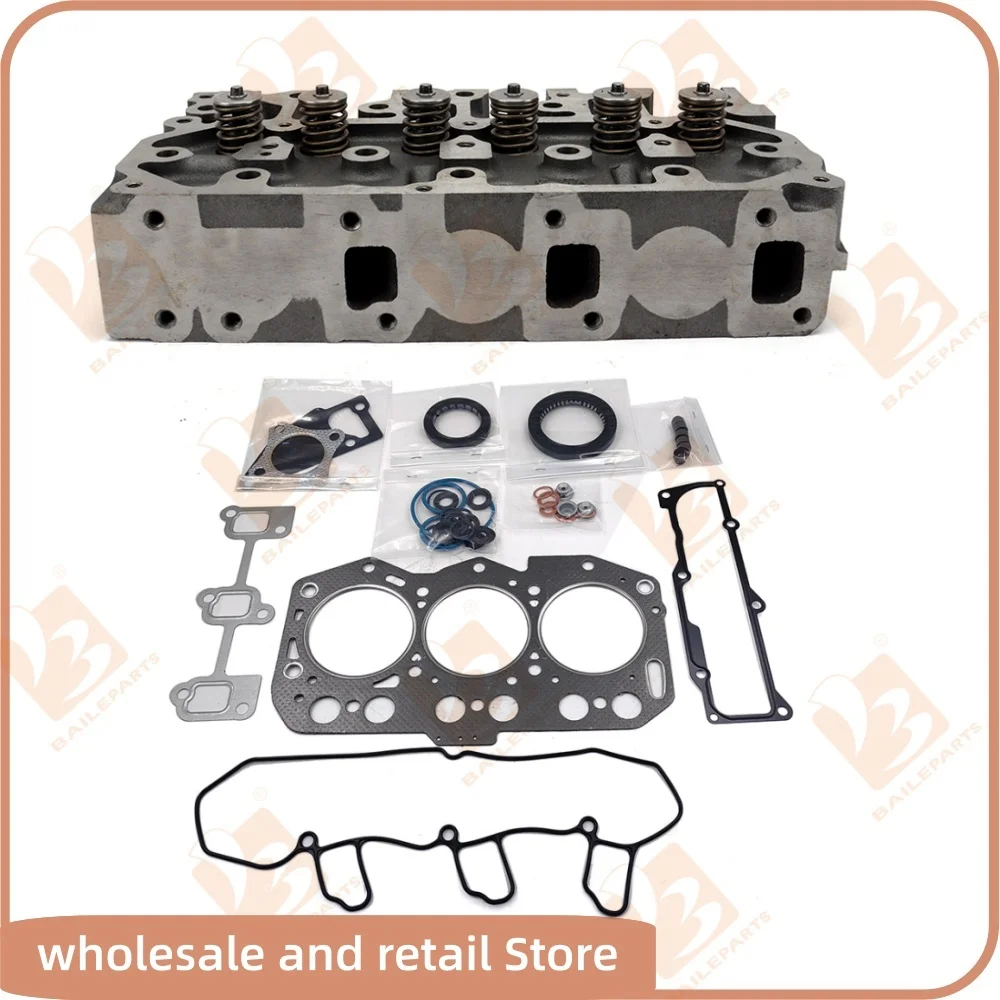 

Комплект головки блока цилиндров в сборе с клапанами и полным набором прокладок для Yanmar 3TNV76, комплект для капитального ремонта двигателя, запасные части