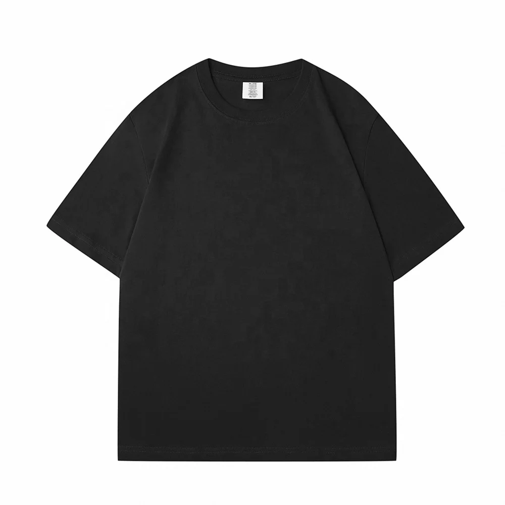 Plain t-shirt for men wholesale custom heavyweight drop shoulder vintage loose oversized Black tshirt elastane 100% cotton