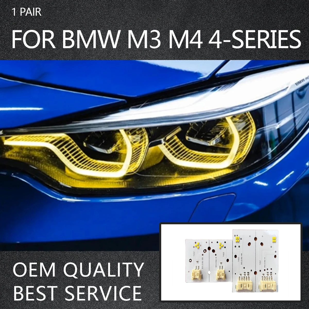 

Yellow DRL LED Modules Board Set For BMW M3 G80 G81 M4 G82 G83 4-series G22 G24 2021-2023