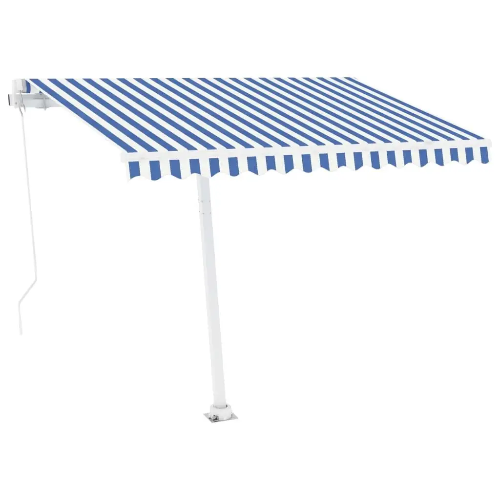 Tenda retrattile manuale 300x250 cm Striscia LED azzurra e bianca