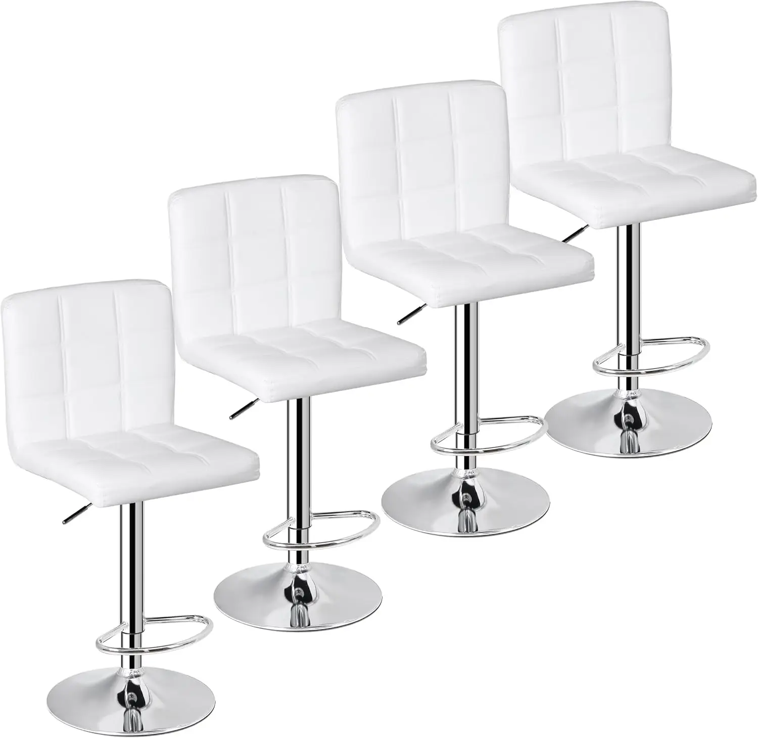

X-Large Bar Stools - Counter Chairs Adjustable Counter Height Swivel Barstools Set Of 4, Square Pu Leather Kitchen Counter