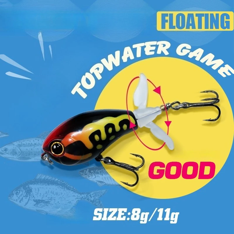 

1pcs 7.7g11.2g Burle TopwaterPopper Surface Insect Bait Tractor Floating WaveClimbing FreshwaterMoving Wings Bass Pencil Fishing