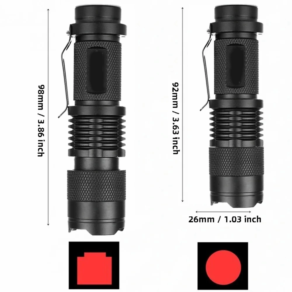 D5 Zoom Red Light Flashlight Hunting Bees Fishing Blood Vessels Astronomy Observe Star Travel Hotel Camera Detector Lamp Torch