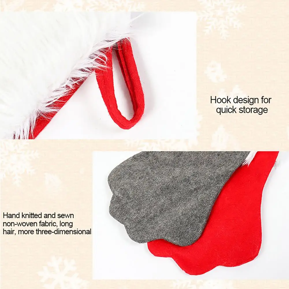 Cozy Pet-themed Holiday Decor Pet Paw Christmas Stocking Pet Paw Shape Xmas Stocking Set White Fluffy Cuff Holiday for Cats