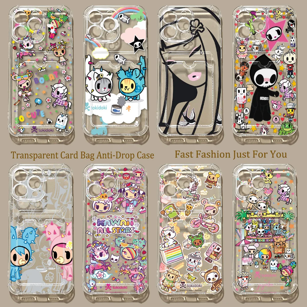 HOT Cartoon T-Tokidokis Kartenhalter-Handyhülle für Samsung Galaxy S26 S25 S24 S23 S22 S21 S20 FE Edge Plus Ultra M33 M53 M54 5G
