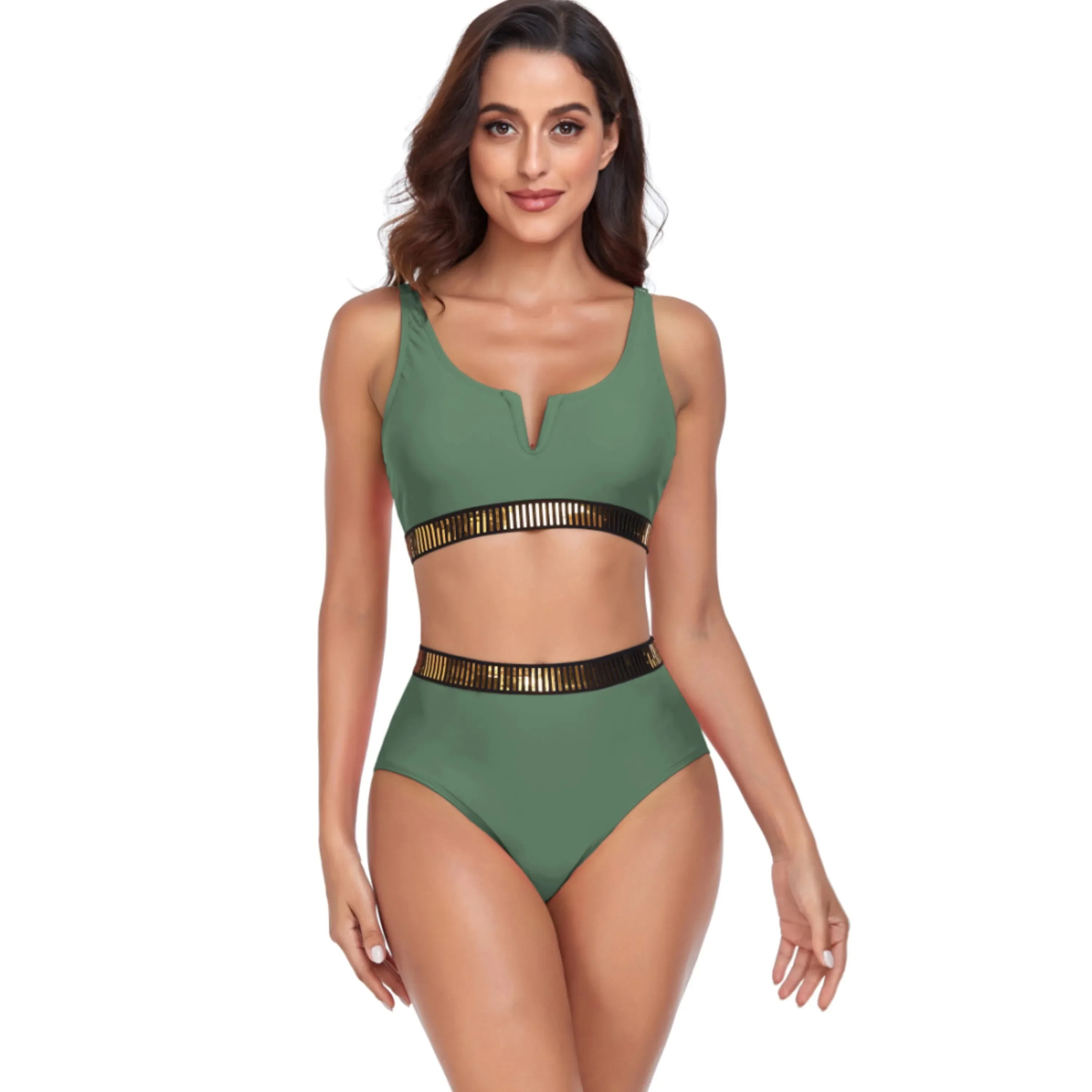 VYLYNK Bikinis Sets Swimsuit 2024 Women Two-Piece Swimwear High Waist Bathers Female Short Tankini Pool Swimming suit Beachwear