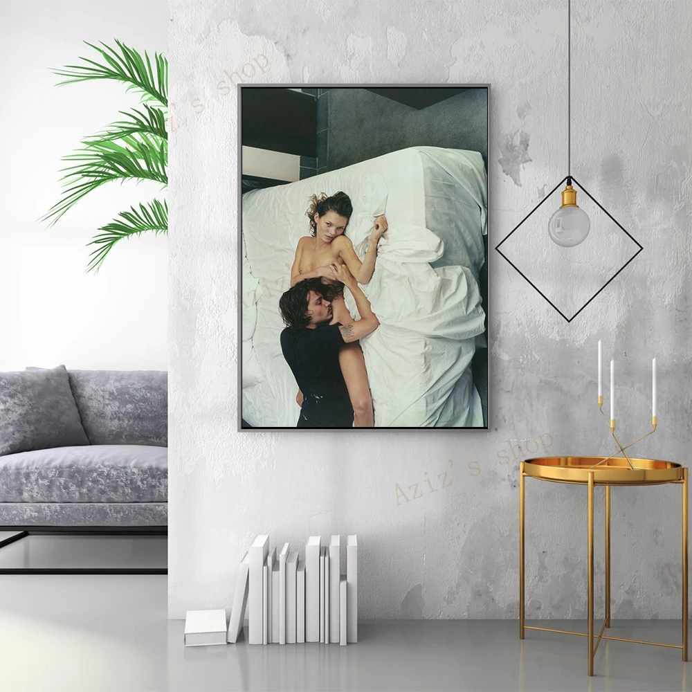 Johnny Depp and A Woman In Bed Poster Retro Movie Star Canvas Painting Wall Art Picture Prints Nordic Home Decor Frameless