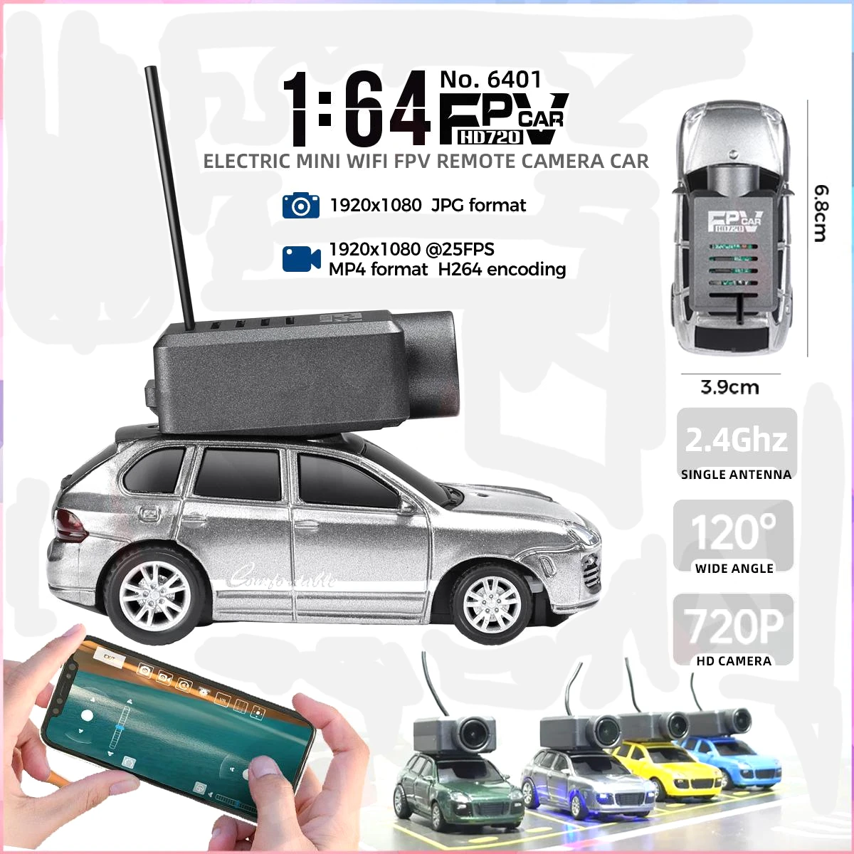 سيارة Wltoys 6401 Mini Rc مع كاميرا Fpv Wifi Hd 2.4g جهاز تحكم عن بعد 1/64 مقياس كامل مدمج في جيروسكوب للتصوير الفوتوغرافي #2