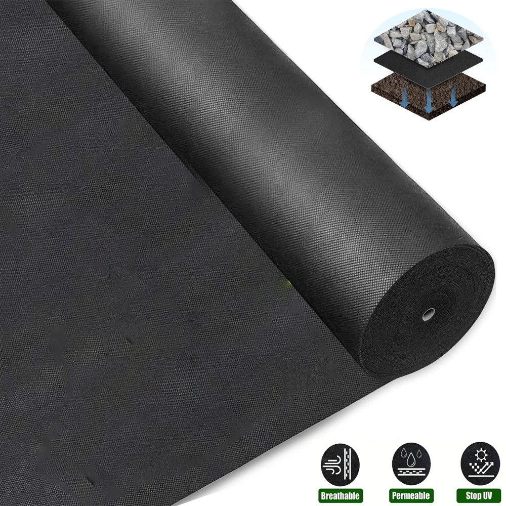 Landscape Fabric Heavy Duty Drainage for French Drains Driveway Weed Control Construction Polypropylene Ground Cover