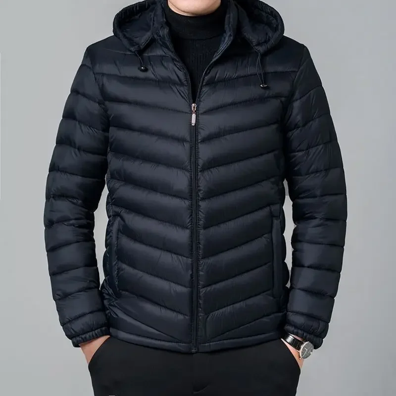 Chaqueta de plumón informal para hombre, Parkas cálidas con relleno ligero, abrigos acolchados para hombre, ropa exterior, estética, invierno,