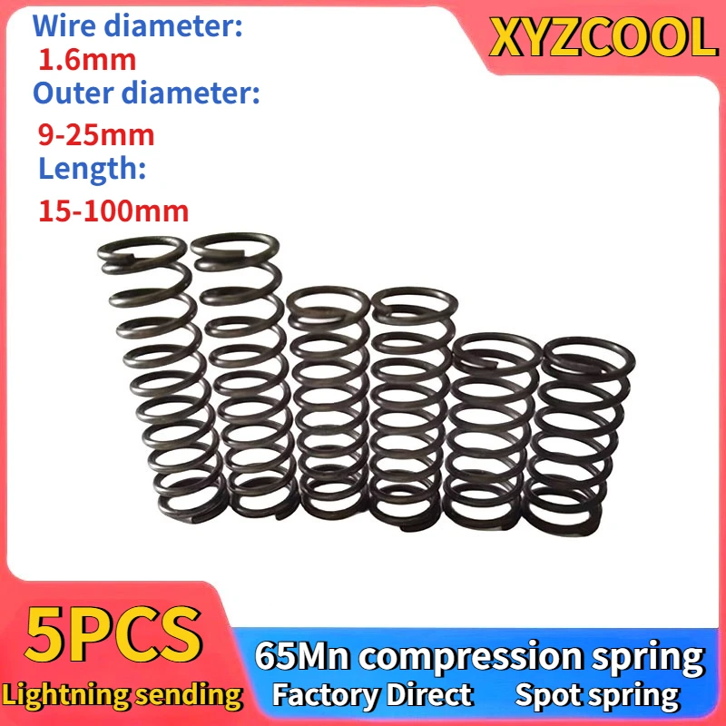 1.6mm spring steel compression spring compression pressure pull elastic force return strength size shock absorber spring 5PCS