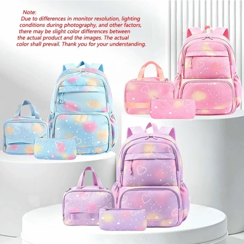 Daypack Three-piece School Bag Set Casual with Pen Bag Nylon Backpack Durable Polyester Students School Bag Primary School