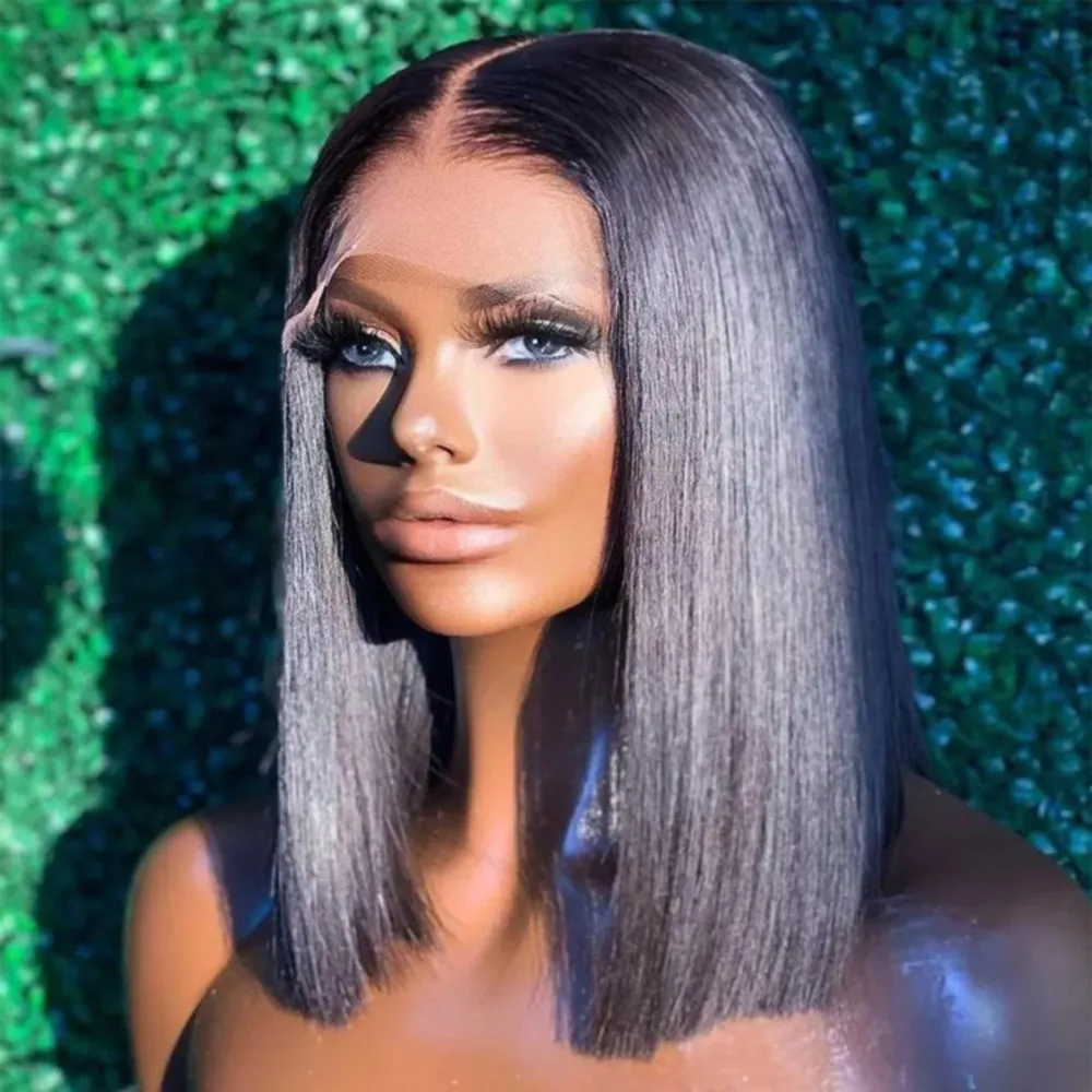 

220% Density Straight Bob Closure Wigs Human Hair Brazilian Short Bob 13x4 Lace Front Wigs Pre Plucked With Baby Hair for Women