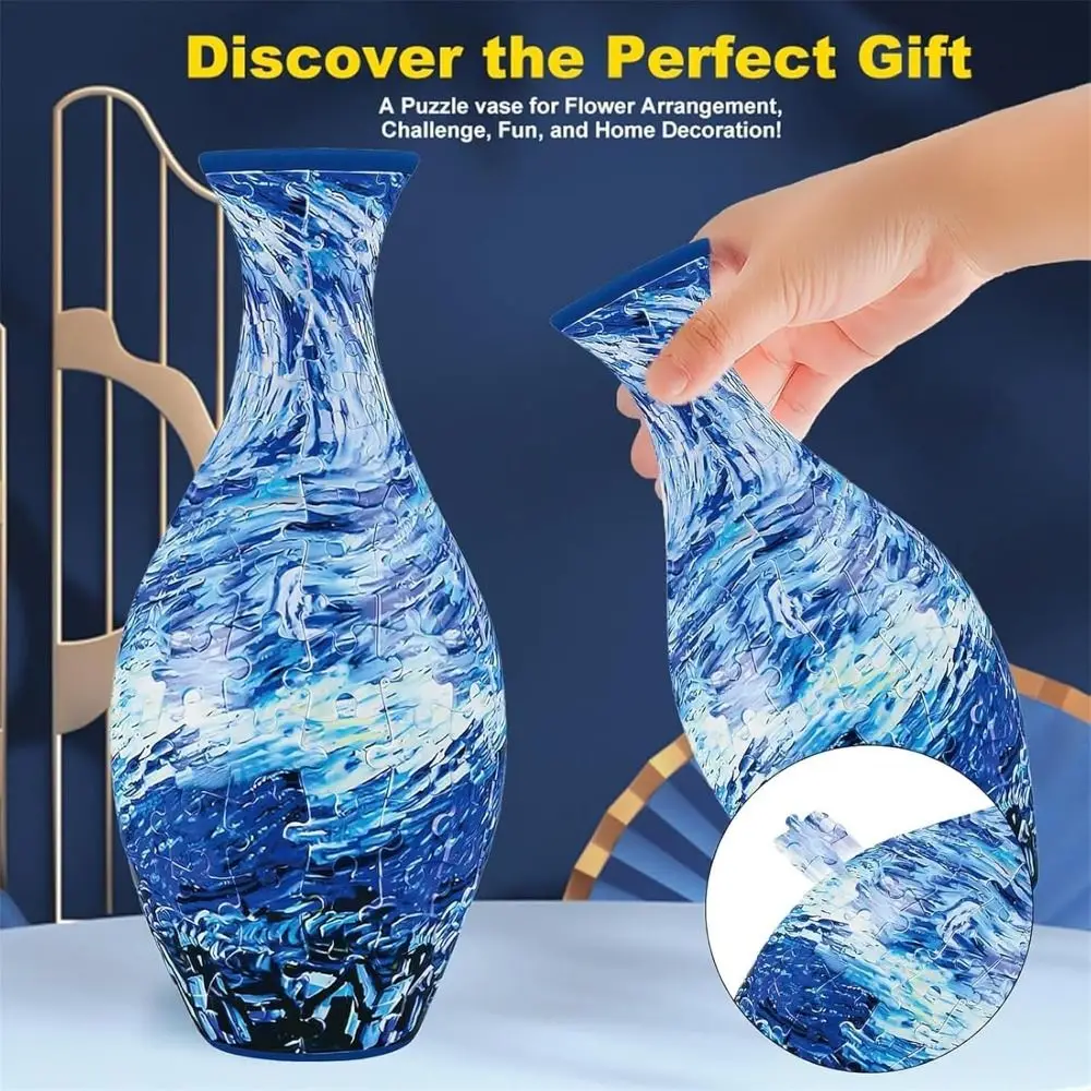 160 Curved Plastic Puzzle 3D Puzzlef Flower Vase DIY Arts Flower Arrangements 3D Art Puzzle Vase Housewarming Gift Puzzle Kit