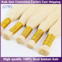 JSNME Bulk Human Hair Extension Straight Hair Extension 50g  Blonde Black Brown Blonde 613 Color For Salon 14