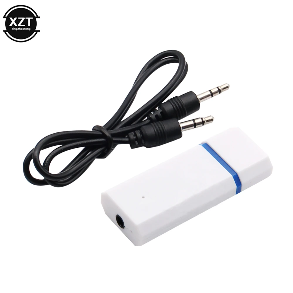 Portable 3.5mm AUX Dongle USB Wireless Bluetooth Car Kit Music Audio Receiver Adapter A2DP with Audio Cable for Speakers