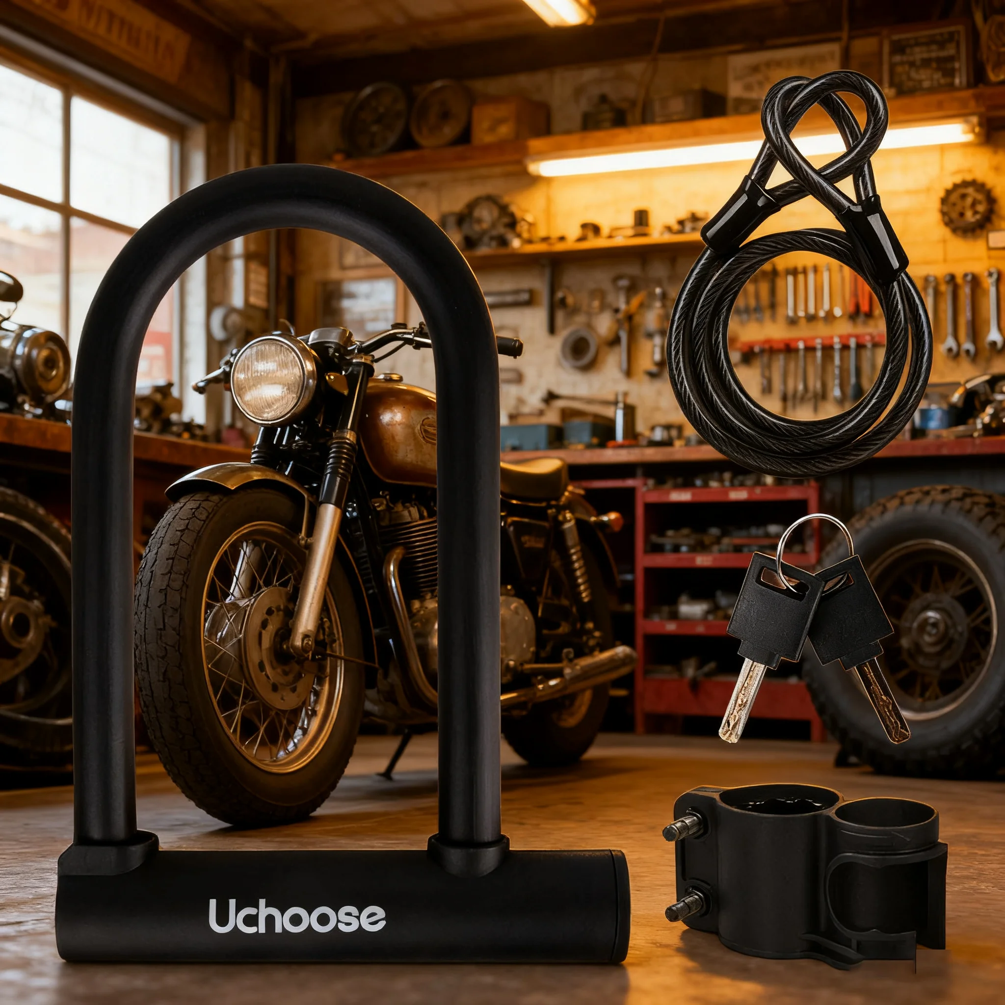 U-shaped Bicycle And Motorbike Lock Anti Theft Convenient Riding Accessories Security Lock Reinforced With Key Anti Theft Lock