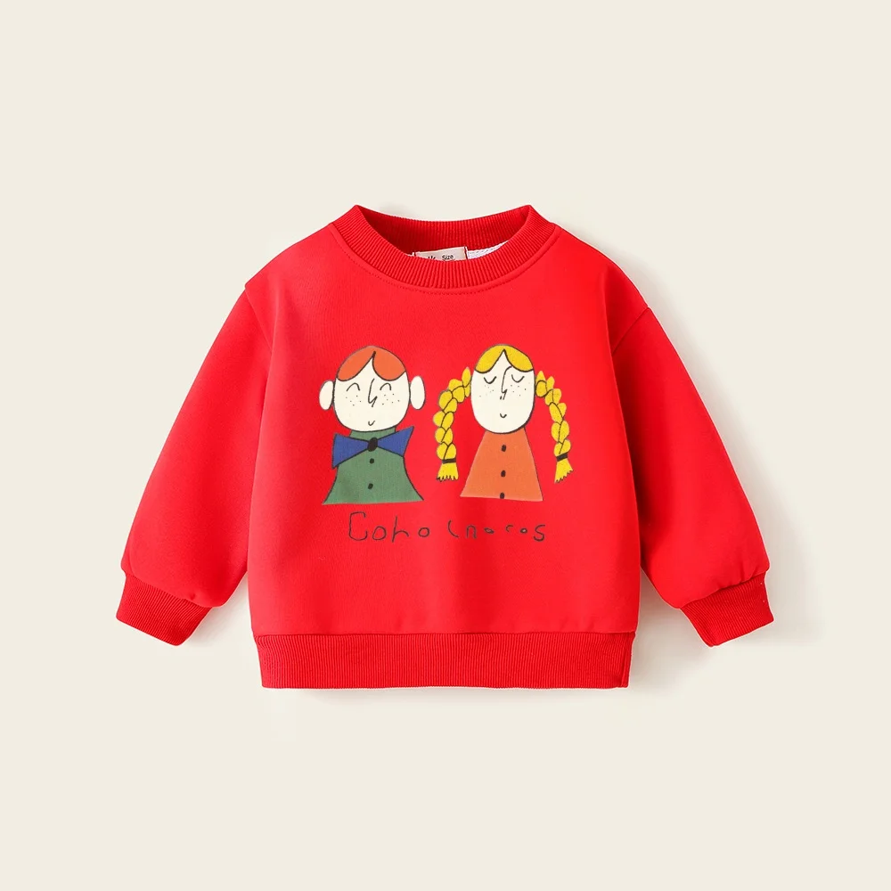 Winter Thicken Kids Sweatshirts Plus Velvet Children Pullover 2024 Warm Boy T-shirts Cartoon Girls Fleece Hoodies Baby Clothes