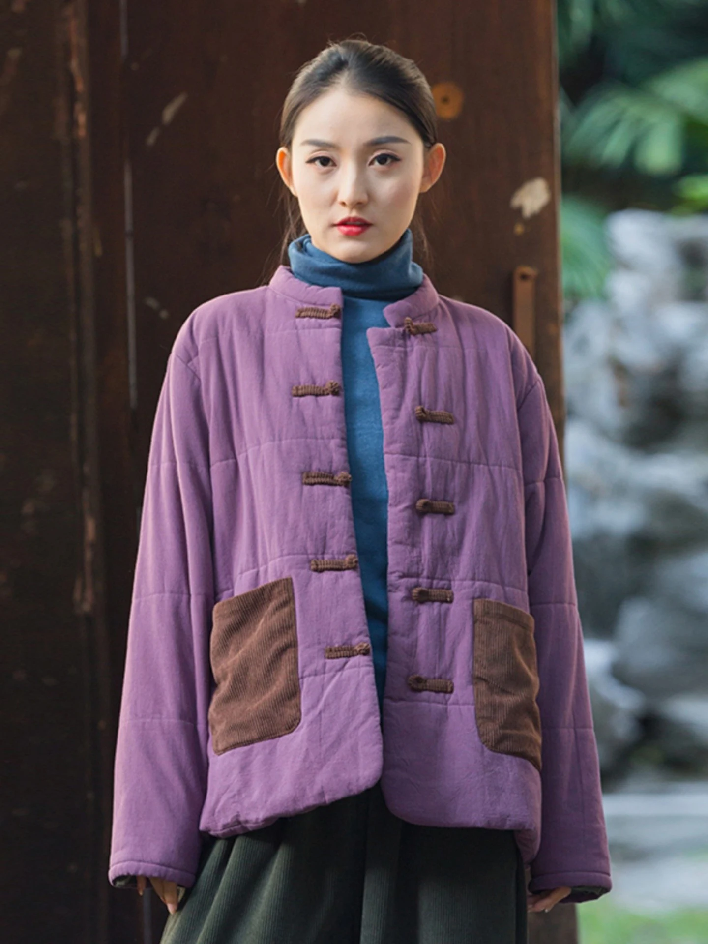 Thickened Cotton Linen Jacket Women's Winter New Style Chinese Reformed Cotton Coat Buttoned Cotton Clothes Art Zen Style
